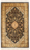 2.5'x4' Blue Kashan Silk Rug Oriental Carpet MedallionDesign Navy Hand Knotted