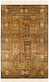 2.5'x4' Qum Tree of Life Silk Rug Oriental Carpet Geometric Design Hand Knotted