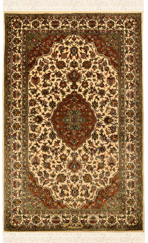 2.5'x4' Blue Persian Oriental Handcraft Carpet Silk on Silk Rug
