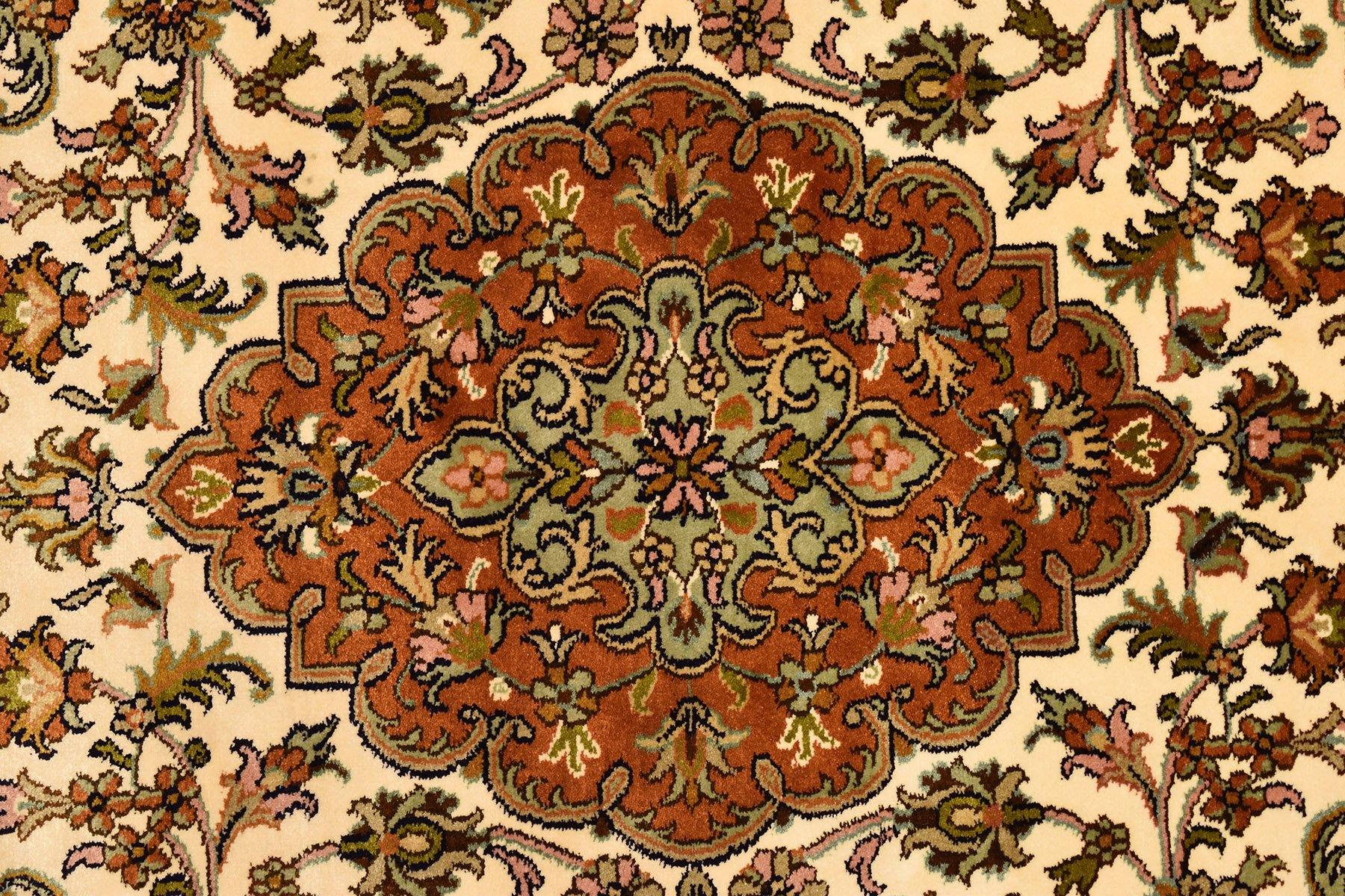 2.5'x4' Blue Kashan Silk Rug Oriental Carpet MedallionDesign Navy