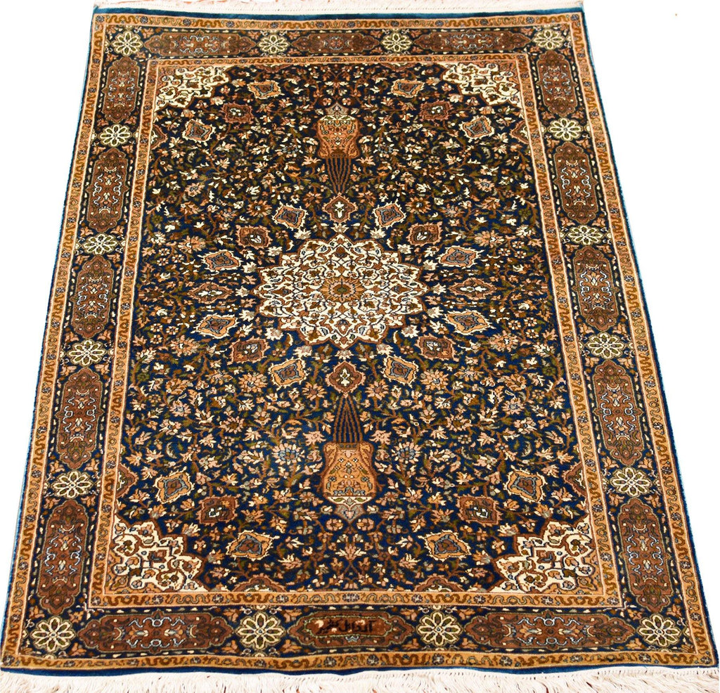 2.5'x4' Green Ardabil Silk Rug Oriental Carpet Medallion Wallhanging H –  Kashmir Designs