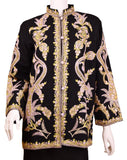 Asteria Black Jacket Dinner Cashmere Evening Dress Coat Paisley Hand Embroidered Kashmir