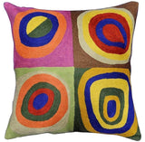 Kandinsky Throw Pillow Farbstudie Quadrate I Hand Embroidered Wool 18x18