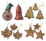 Christmas Ornaments Holiday Decorations Robin Ball, Bell, Maple, Tree, Star Set