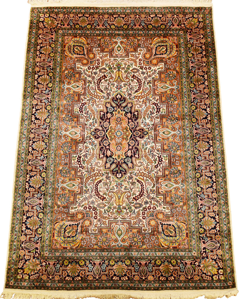 6’X4' Kashan Maqbool Rug Pure Silk Pile Oriental Area Rugs Carpet Hand Knotted