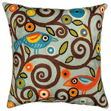 Branch Birds Karla Gerard Decorative Pillow Cover Handembroidered Wool 18