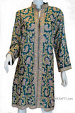 Hunter Green Silk Jacket Dinner Paisley Evening Dress Coat Hand Embroidered Kashmir