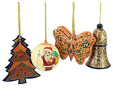Holiday Christmas Ornaments, Hand Painted Ball, Bell, Tree and Butterfly Sets