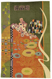 Klimt Wool Rug Green Coral / Wall Tapestry Hand Embroidered 6ft x 4ft