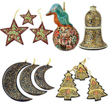 Christmas Ornaments Holiday Decorations, Robin Ball, Bell,Moon, Tree and Star Se