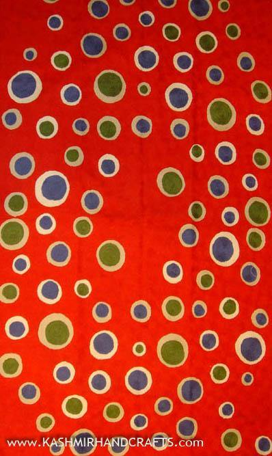 Red 3ft X 5ft Polka Dots Wool Modern Abstact Rug / Tapestry Hand Embroidered - Kashmir Designs