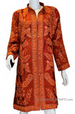 Burgundy Silk Jacket Dinner Paisley Red Evening Dress Coat Hand Embroidered Kashmir