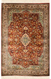 2.5'x4' Red Kashan Oriental Silk Rug Carpet Area Medallion Design Museum Quality