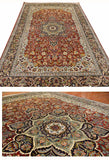 6x9ft Red Isfahan Silk on Silk Rug Oriental Carpet Hand Knotted Museum Quality