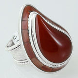 Size 7.5 Carnelian Ring Sterling Silver Paisley Rings