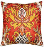 Classic Red Floral Accent Pillow Cover Silk Hand Embroidered 18