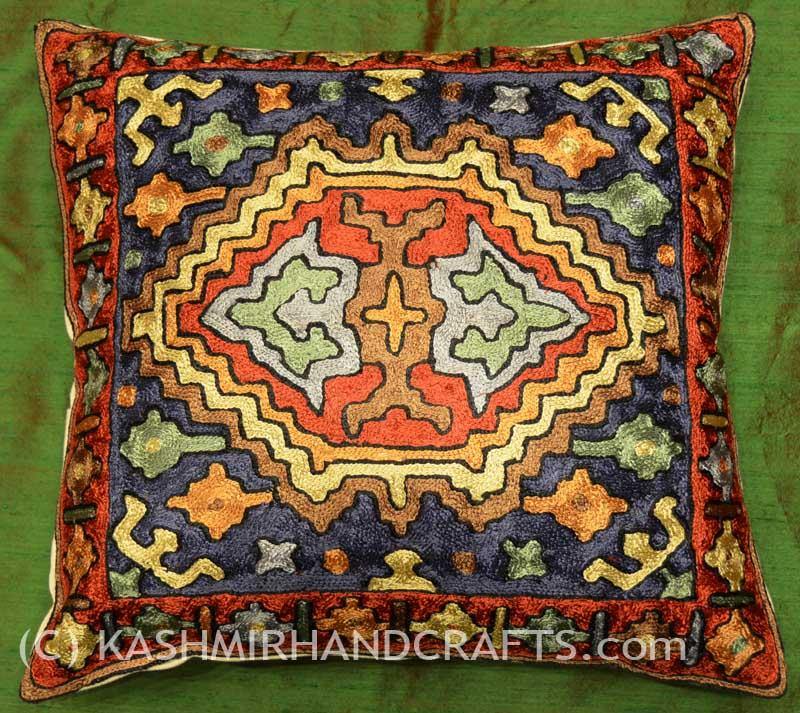 Antlered God Tribal Decorative Pillow Cover Hand Embroidered - Kashmir Designs