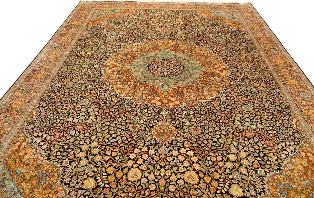 10’X14' Kashan Rug Pure Silk Pile Medallion Oriental Area Rugs Carpet Hand Knotted - Kashmir Designs