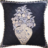 Tree of Life Indigo Floral Accent Cotton Pillow Cover Handprint Design 18