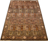 8x11ft Gom Silk Rug Oriental Carpet Tree of life Browns Geometric HandKnotted