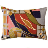Lumbar Hundertwasser Pillow Cover Biomorph II Rectangle Wool Hand Embroidered 14
