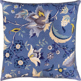 Hawaii Blue Floral Accent Cotton Pillow Cover Hand Block Print Design 16