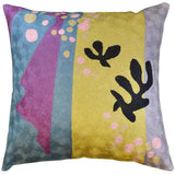 Matisse Purple Yellow Pillow Cover Cut-Outs II Flower Wool Hand Embroidered 18