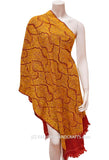 Kashmir Royal Red Gold Paisley Jamawar Shawl Hand Embroidered Suzani Needlework Wrap 27x76
