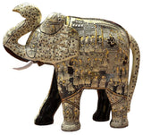 Ivory Decorative Papier Mache Embossed Elephant Sculpture Hand Crafted 22