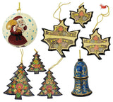 Holiday Christmas Ornaments, Hand Painted Ball, Bell, Tree and Maple Sets