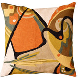 Kandinsky Modern Pillow Cover Flow Orange Abstract Pillowcase Farmhouse Chair Cushion Contemporary Outdoor Pillows Handmade Wool Size 18x18