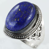 Size 7.5 Lapis Ring Sterling Silver Mystic Blue