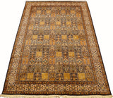 6x9ft Qum Silk Rug Tree of Life Oriental Carpet Geometric Gold Yellow Hand Knotted