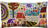 Houses & Trees By Water Karla Gerard Pillow Cover Handembroidered Wool 14