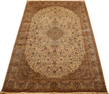 6x9ft Tabriz Silk on Silk Rug Oriental Carpet Cream White Hand Knotted Museum Quality