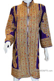 Dark Purple Silk Jacket Dinner Paisley Evening Dress Coat Hand Embroidered Kashmir