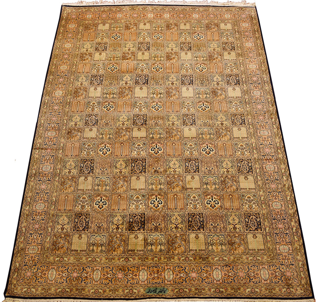 7x10ft Qum Silk Rug Oriental Carpet Tree of life Four Seasons Hand Knotted - Kashmir Designs