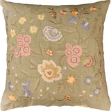 Vienna Mint Floral Design Decorative Cotton Pillow Cover Embroidered 18