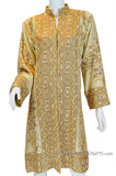 Champagne Beige Silk Jacket Dinner Paisley Evening Dress Coat Hand Embroidered Kashmir