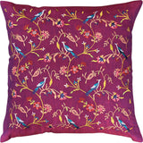 Parakeet Purple Tree of Life Decorative Cotton Pillow Cover Embroidered 18