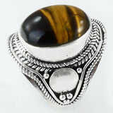 Size 6.5 Tiger Eye Ring Sterling Silver Cabochon Oval Rings