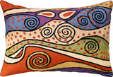 Lumbar Klimt Pillow Cover Rust Night Sky Decorative Pillows Hand Embroidered Wool 14x20