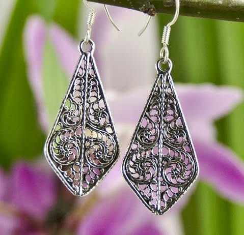 "Spiral of Life" Filigreed Silver Earrings - Kashmir Designs