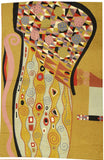 Klimt Modern Mustard Wool Rug / Wall Tapestry Art Nouveau Hand Embroidered 6ft x 4ft