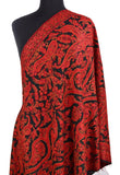 Melaina Kashmir Shawl Paisley Red Hand Embroidered Suzani Needlework Wrap 27x76