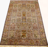 6x9ft Hamadan II Silk Rug Tree of Life Oriental Carpet Four Seasons Hand Knotted
