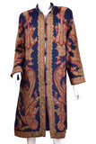 Galene Paisley Cashmere Jacket Dinner Navy Blue Evening Dress Coat Hand Embroidered Kashmir
