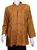 Horme Brown Gold Silk Dinner Jacket Paisley Evening Dress Coat Hand Embroidered Kashmir