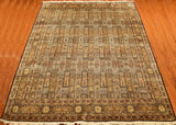 9'x12' Qum Silk Rug Brown Tree of Life Oriental Area Rugs Persian Style geometric Carpet Hand Knotted