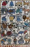 Alphabet 2.5x4ft Cream Kids Room Decorative Wall Hanging Tapestry Rug Wool